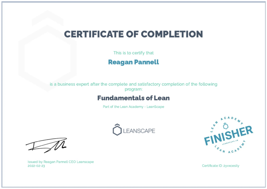 Lean Basic Certification Leanscape | Business Transformation & Lean Six Sigma Training